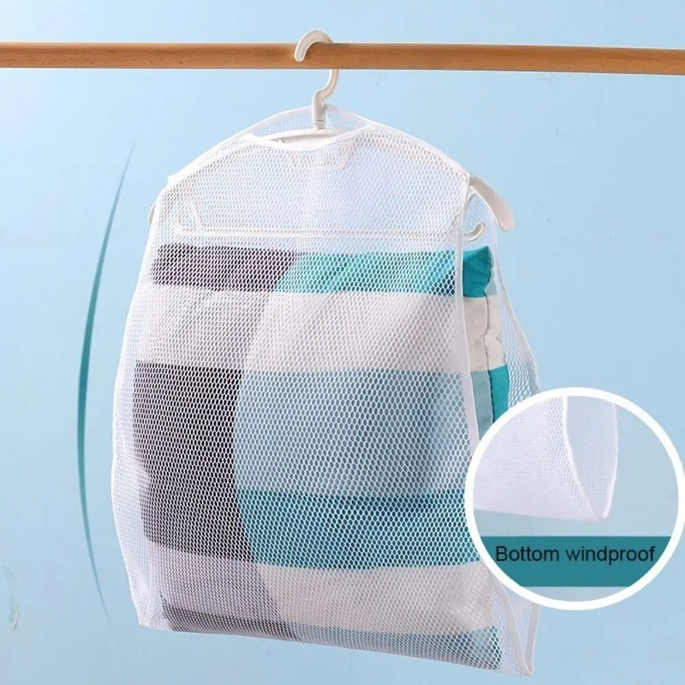 White Pillow Drying Rack High Quality Multifunctional Windproof Hanging Clothes Drying Net Mesh Foldable Pillow Holder