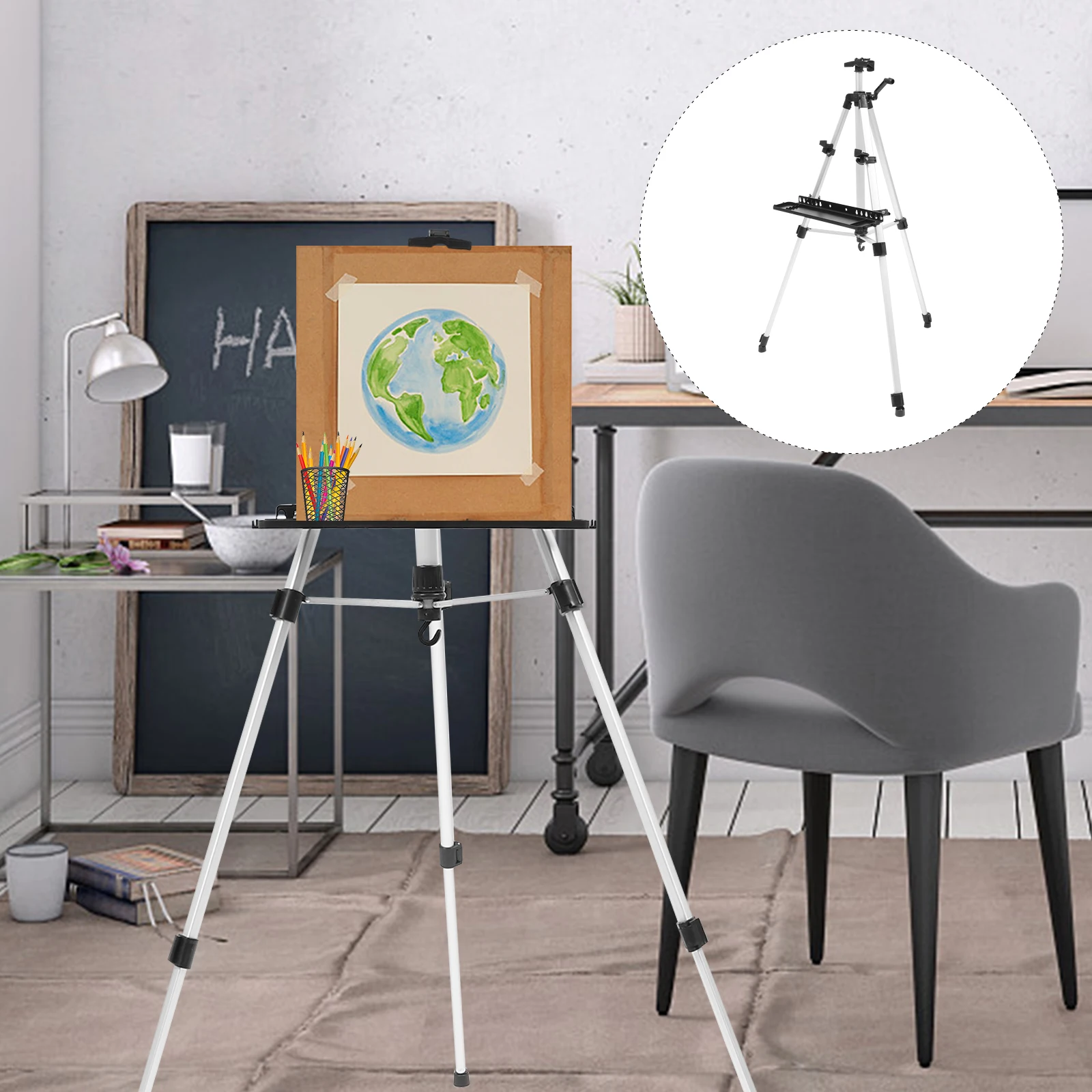 

Foldable Easel Stand for Painting Adjustable Height Display Desk Artist Canvases Plastic Metal Sturdy Drawing Rack Outdoor Art