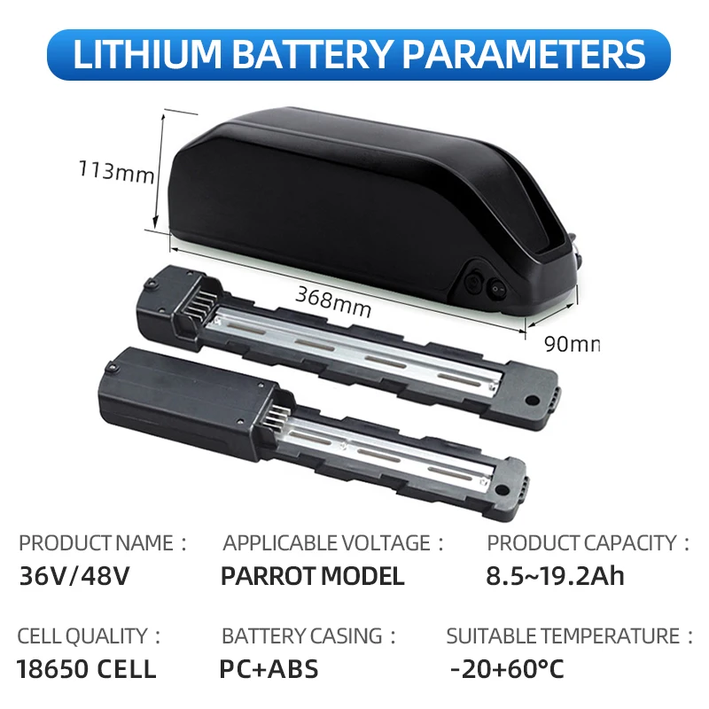 Parrot 48V12AH Li-ion Battery Super 73 E-bike Conversion Mountain Triangle Beam Factory Direct 36V15AH Li-ion Battery