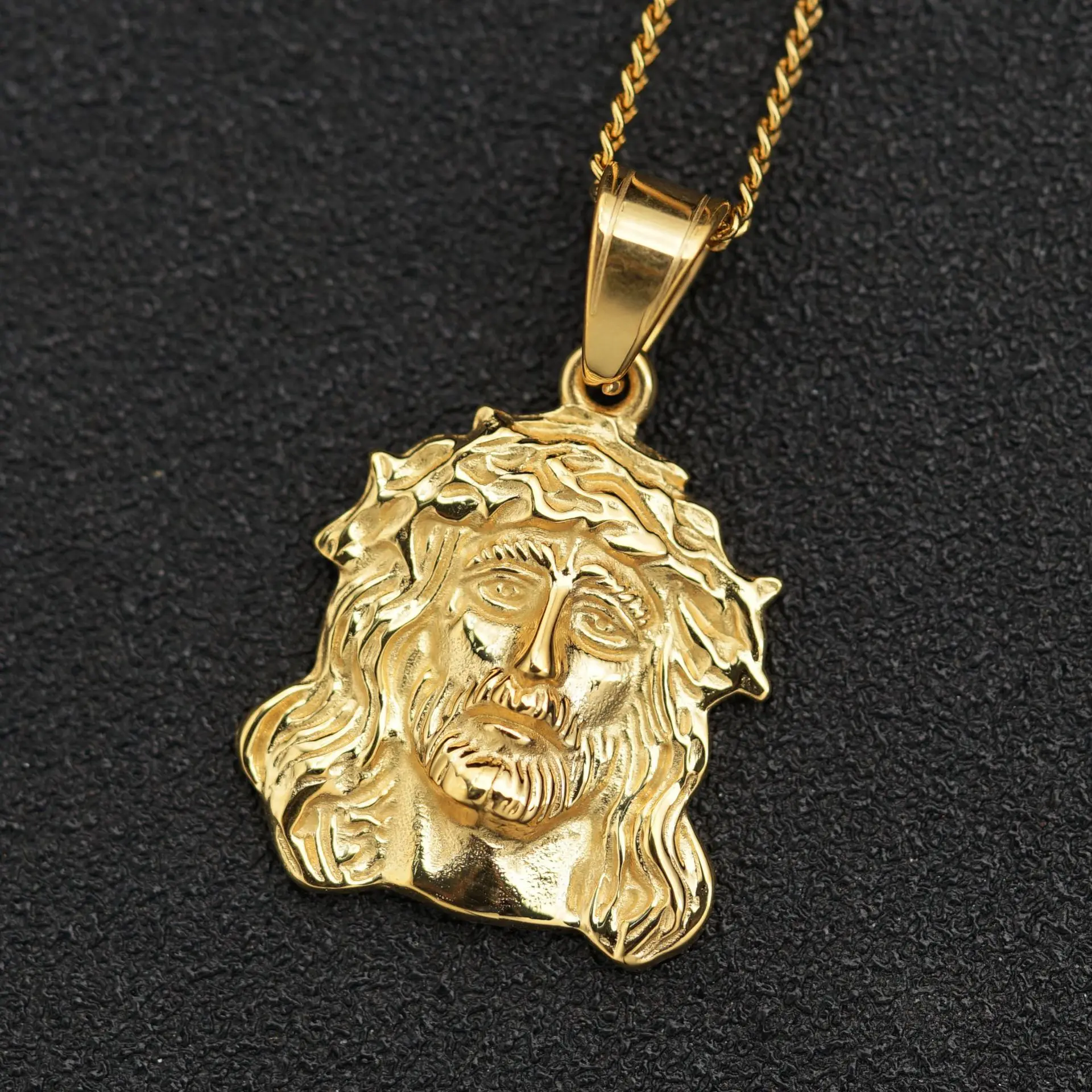 Gold color Jesus 316L stainless steel Charm Pendant Necklace For Women Men Party Jewelry Gift