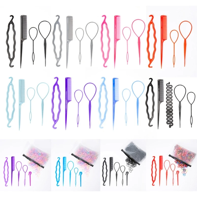 Portable French Braid Tool Loop Rat Tail Comb Set Pin Tail Braiding Combs Hair Styling Tool