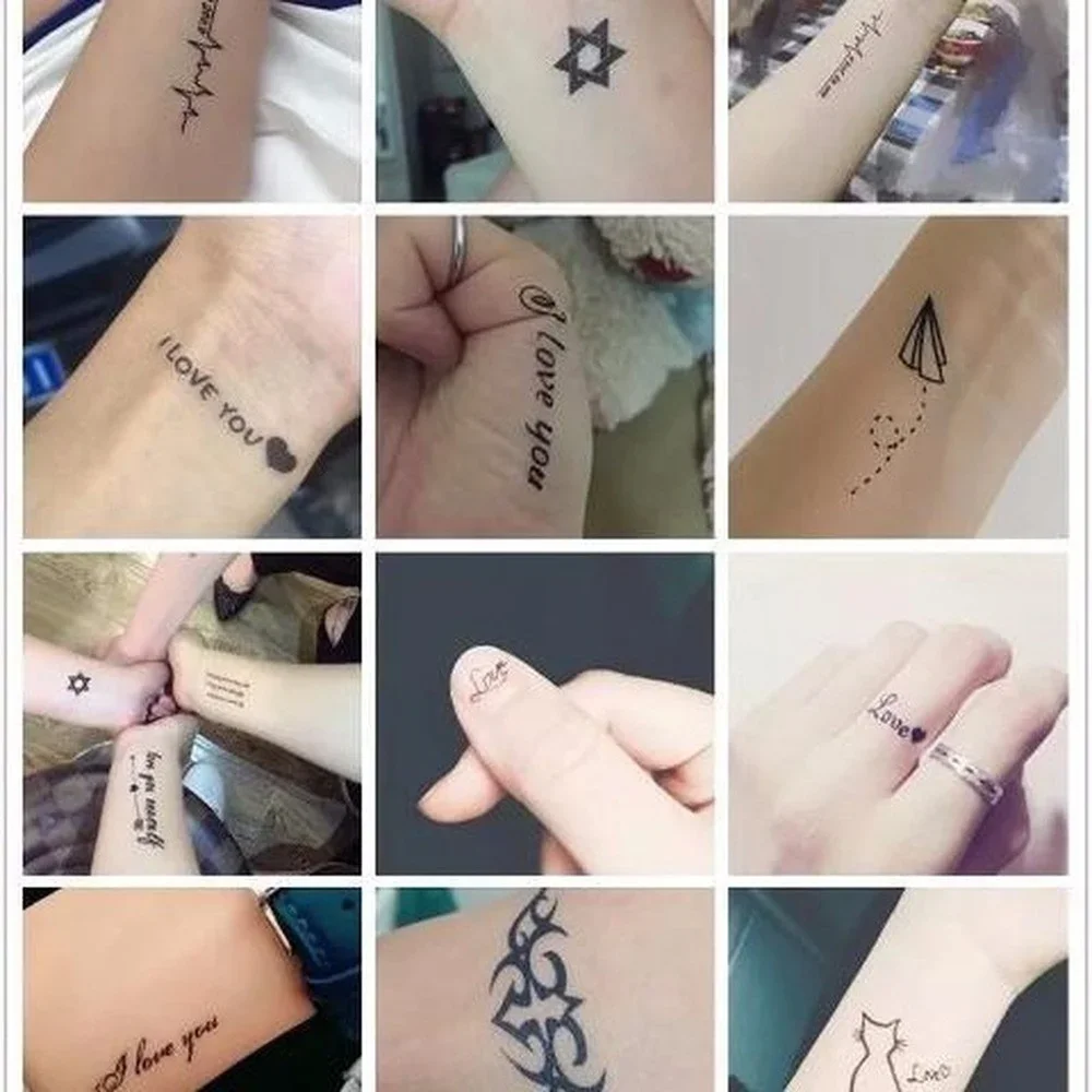30pcs/bag Temporary Tattoo Sticker Cute Small Fresh Sticker English Letter Waterproof Fake tattoo