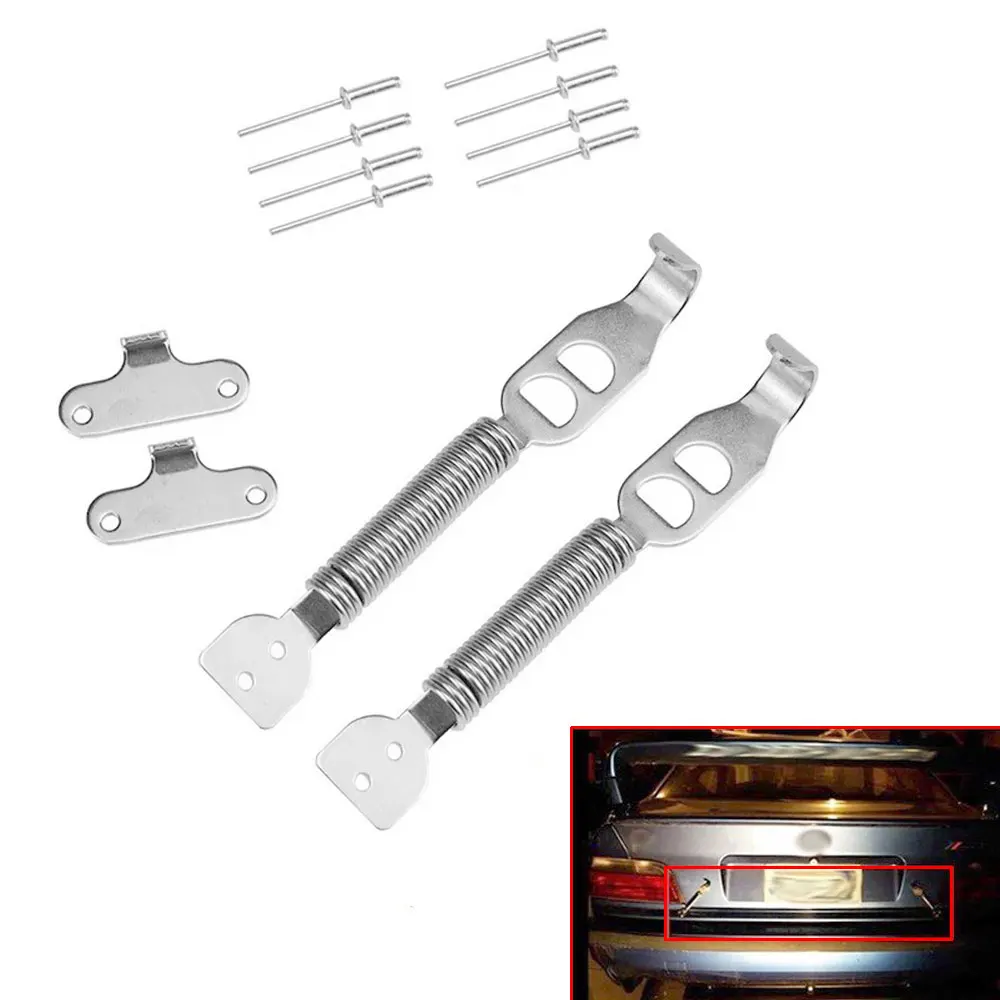 2 Set Car Boot Bonnet Springs Clips Pin Kit Hood Lock Panel Race Rally Security for Car Hood Universal
