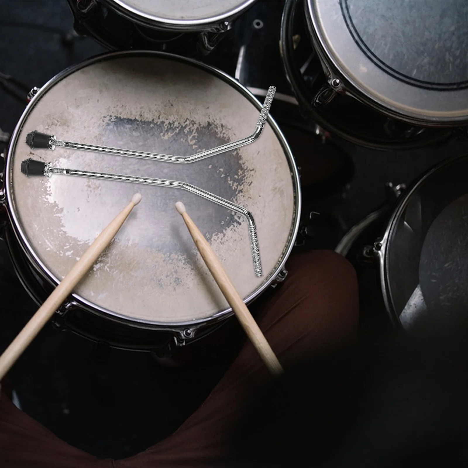 

2Pcs Drum Stand Support Feet Legs Holder Silver Replacement Drum Kit Parts Stable for Percussion Performance Floor Legs