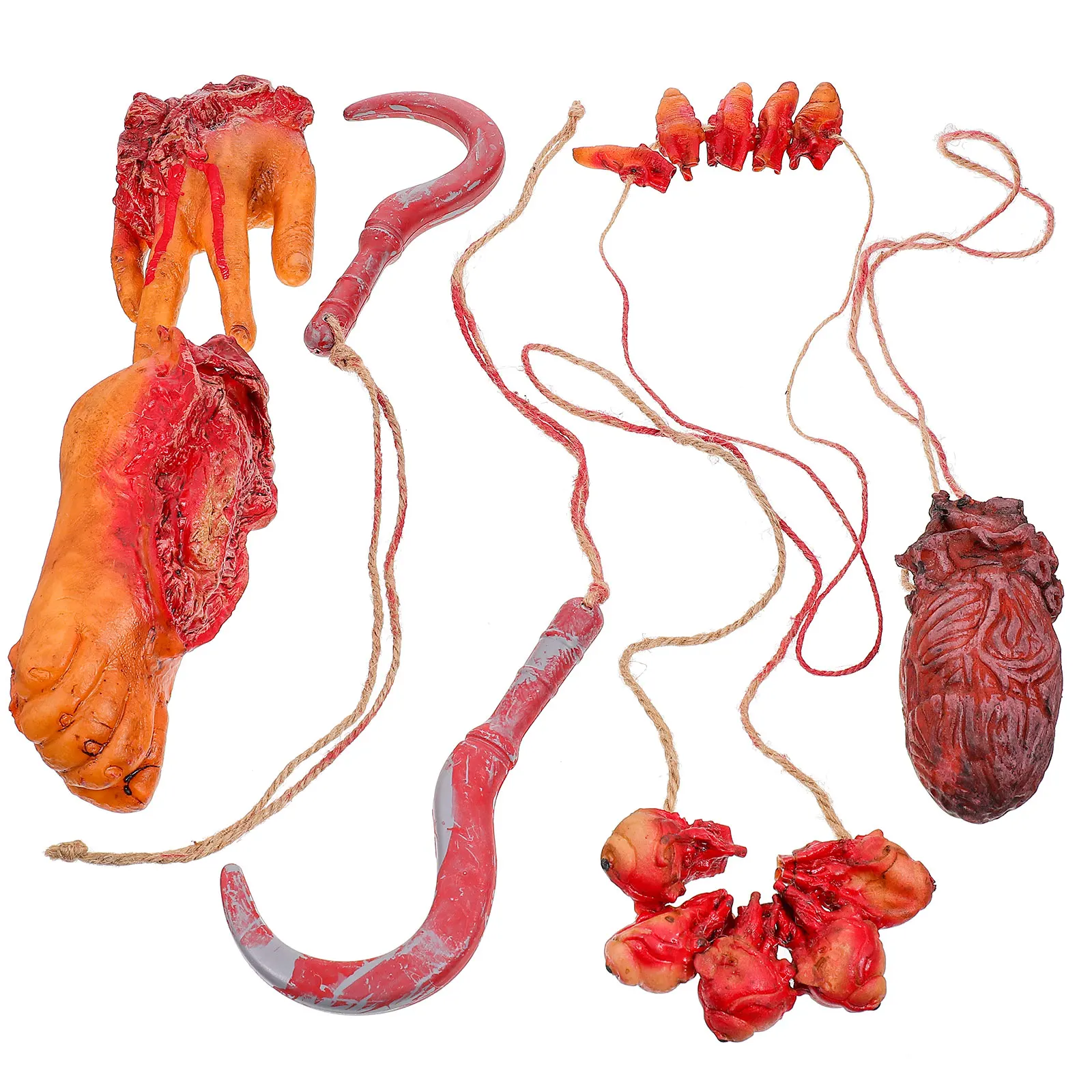 1 set Halloween Props Ghost House Decorations Scary Yard Supplies Broken Body Parts Severed Hands Feet Cotton Latex Practical