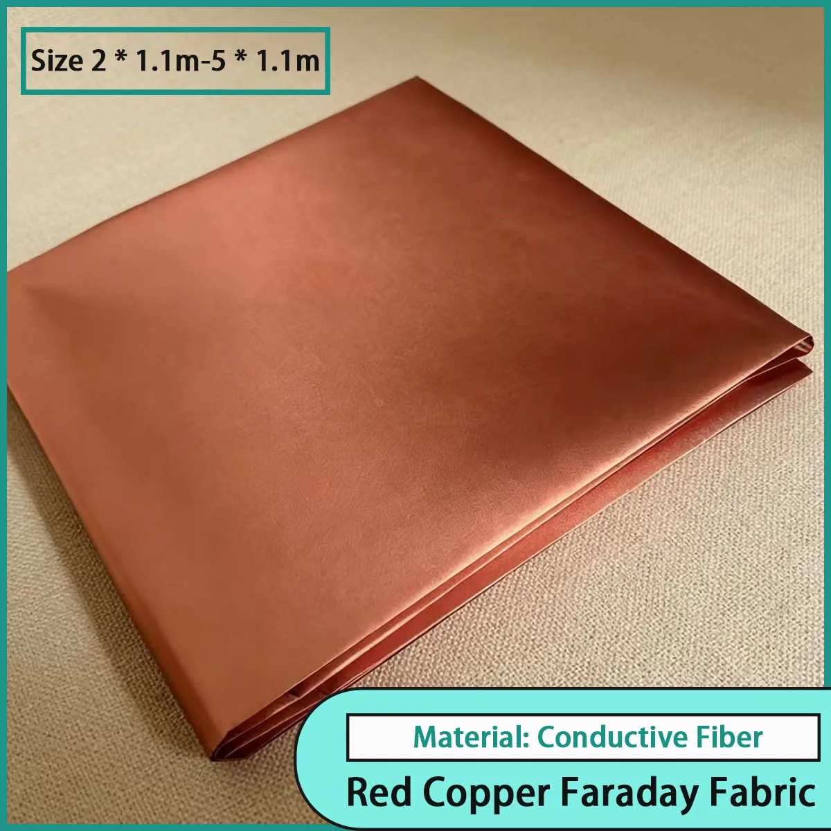 Size 2 * 1.1m-5 * 1.1m red copper Faraday fabric for electronic protection, signal shielding, etc