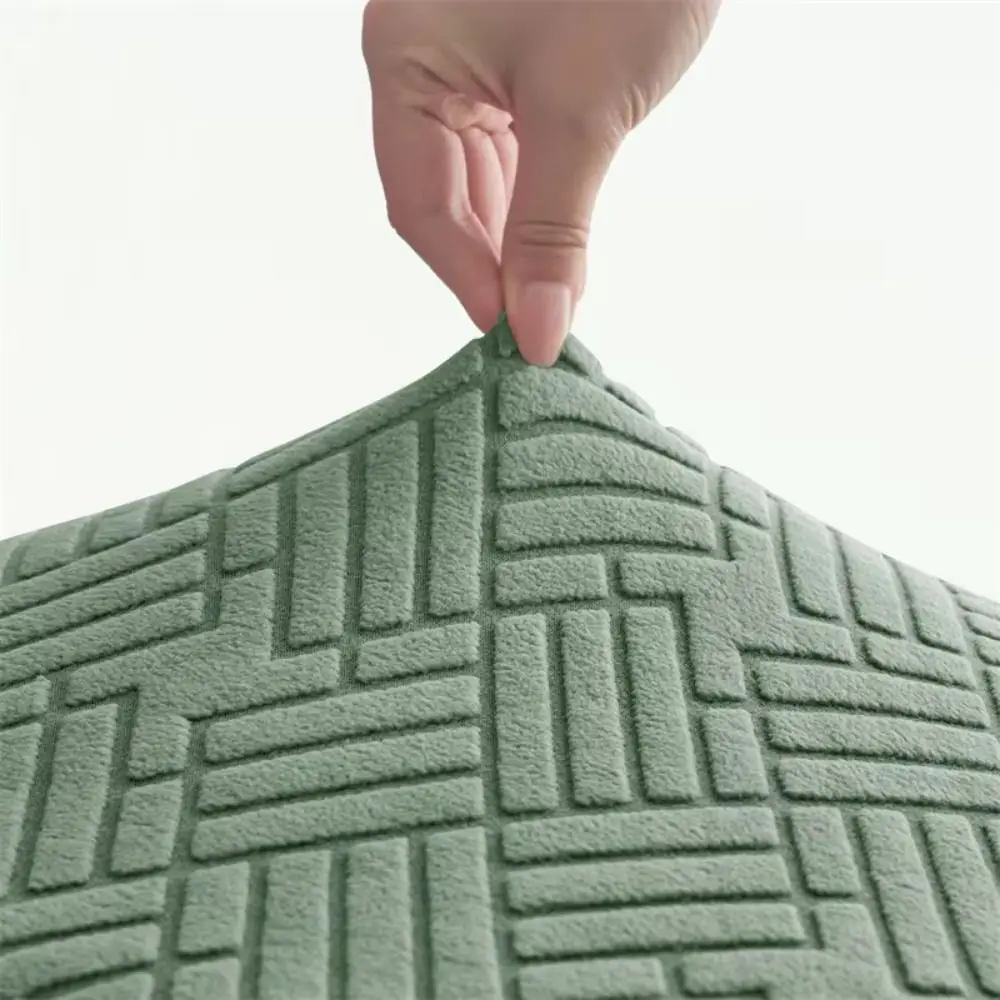 Wrap-around Jacquard Ottoman Footstool Cover Elastic Solid Color Stool Cover Durable Washable Square Foot Stool Bedroom