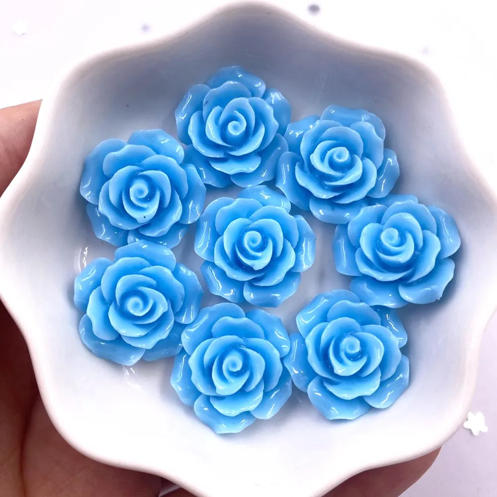20mm Resin Shiny Rose Flatback Flower Rhinestone Gems Scrapbook Wedding Ornaments Applique Crafts DIY K910*3