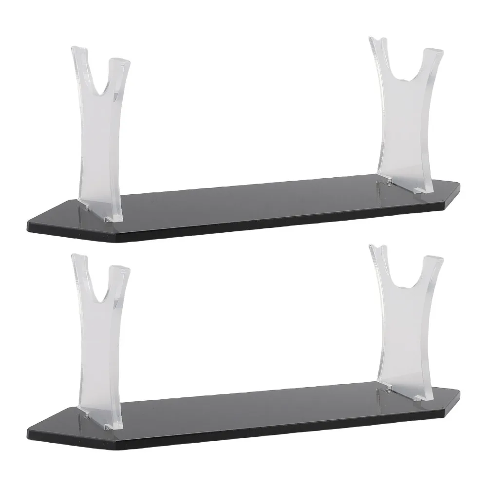 2Pcs Clear Black Desktop Sword Rack Acrylic 24 x 6.5 x 8cm Sword Storage Rack Sword Display Stand For Daggers