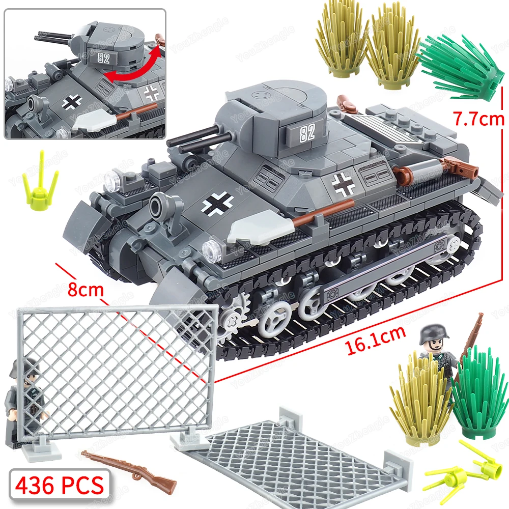 

Panzer I Combat Vehicle Building Blocks Assembly MOC Figures Weapons Lightweight Tank Special Vehicle Scene Model Gift Boys Toys
