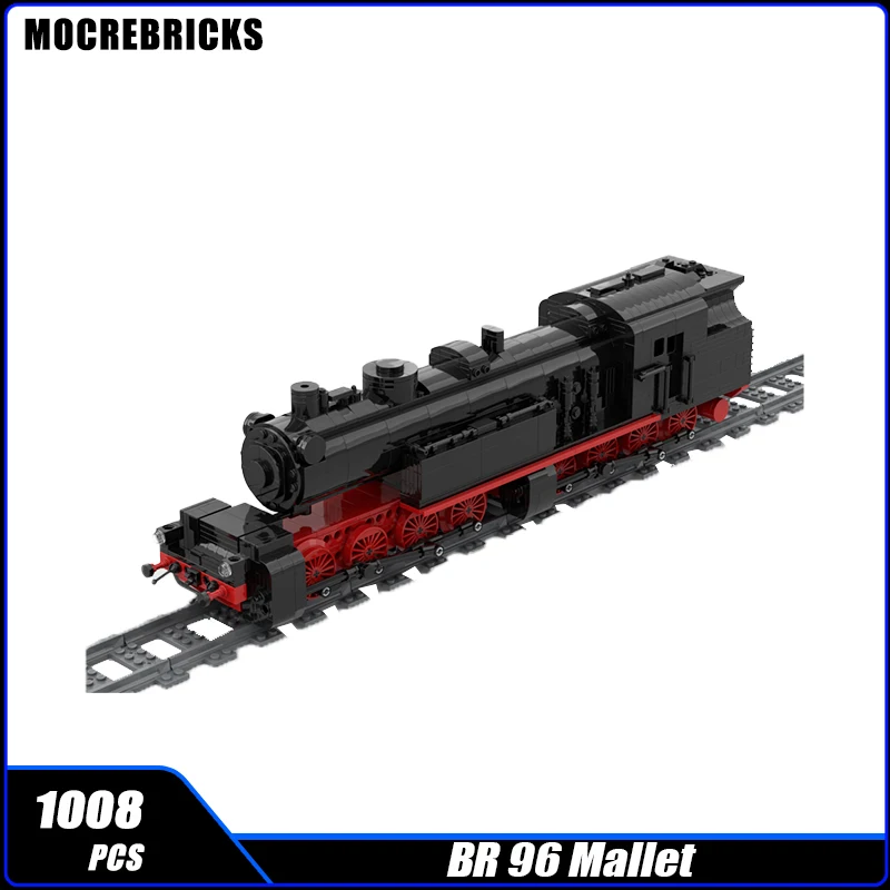 MOC-154453 City Train German BR 96 Mallet Double Heavy Locomotive With Motor Building Block Railway Head Model Brick Toy Gifts