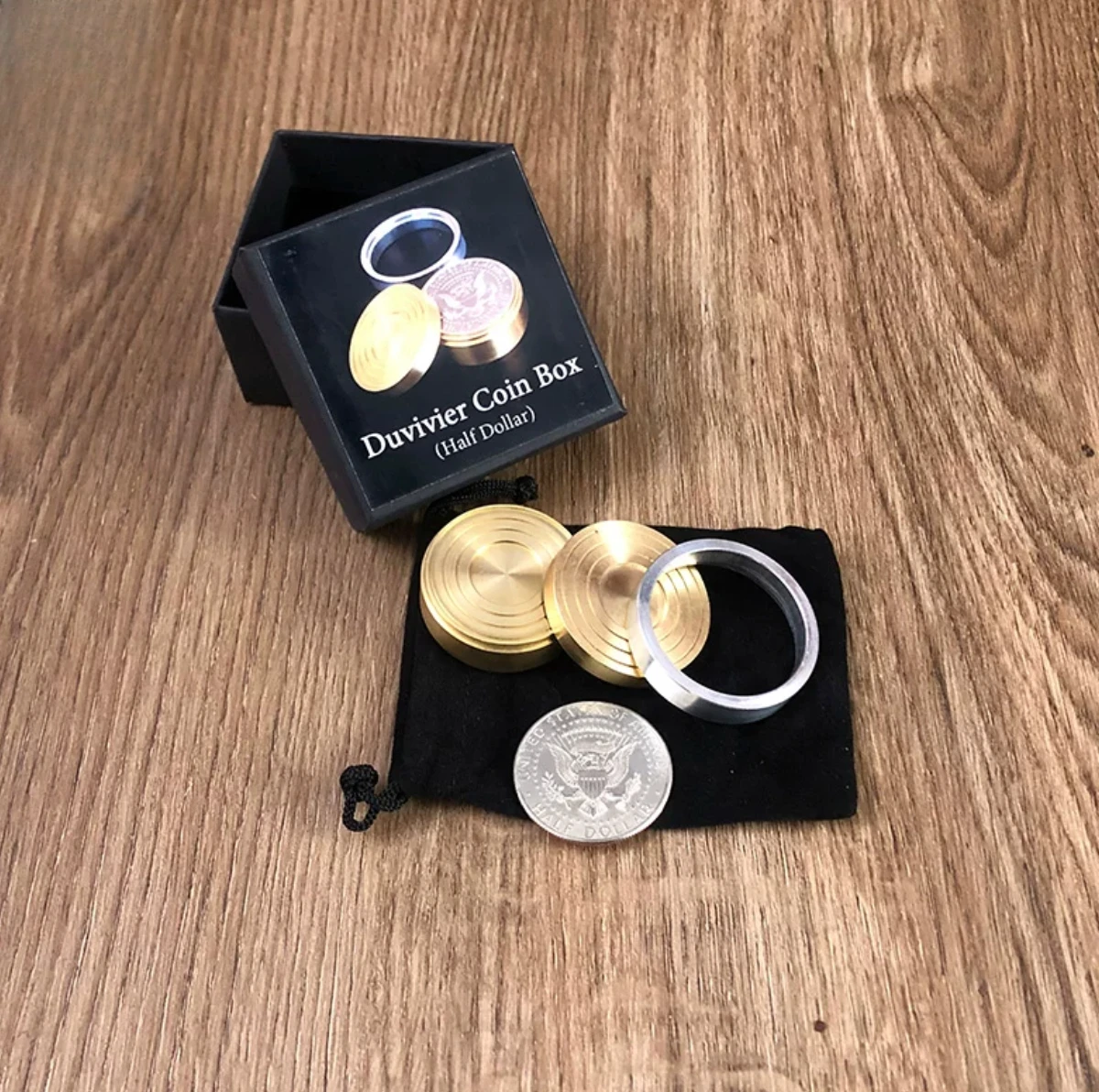 Coin Magic Tricks Duvivier Coin Box (Half Dollar) by Dominique Duvivier Illusions Close up Magic Props Magician Three In One Box