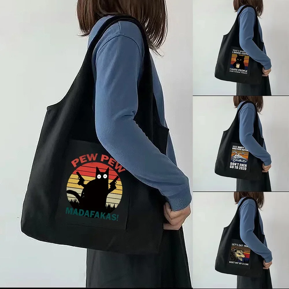 

Shopping Bag Ladies Travel Fashion Printing Can Be Washed Large Capacity Portable Messenger Shoulder Canvas Bags Can Be Reused