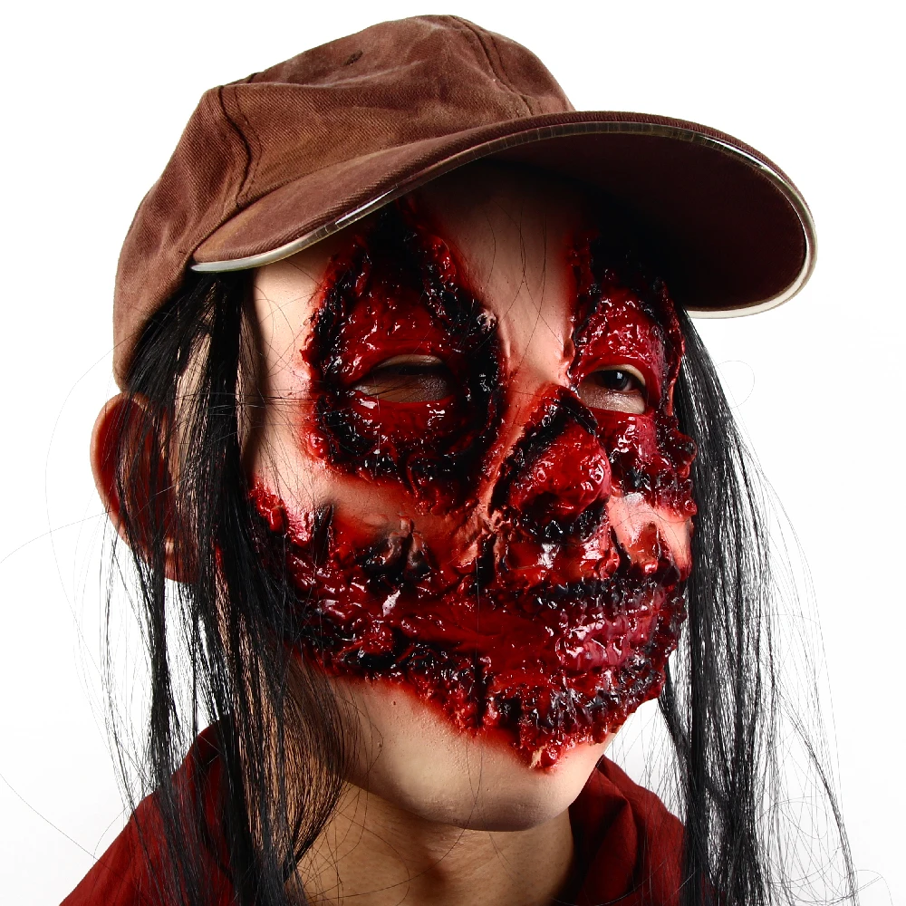 Halloween Creepy Mask Scary Bloody Rotten Face Zombie Mask Cosplay Party Vampire Costume Prop  Biochemical Zombie Latex Masks