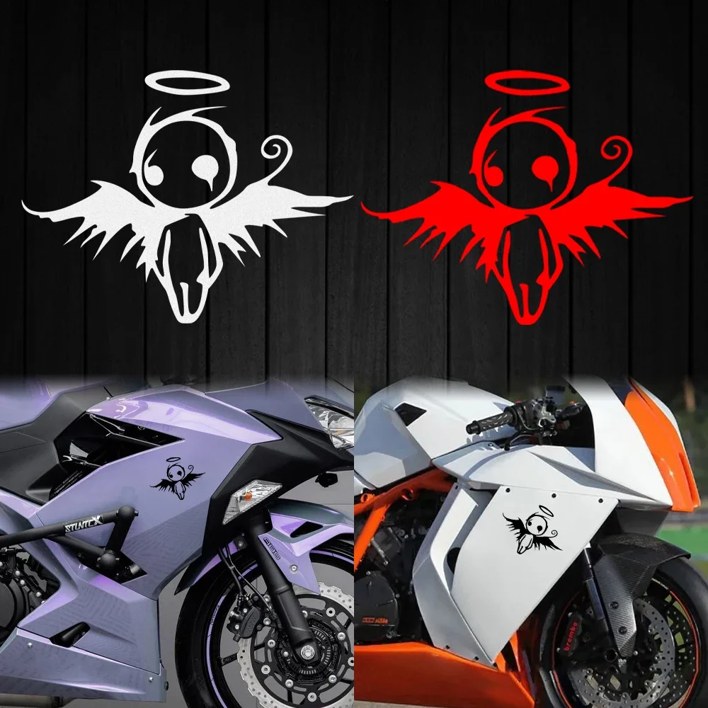 Autocollants en vinyle de dessin animé d'ange déchu pour moto, capot avant, carburant, carénages latéraux précieux, garde-boue, casque, accessoires de carrosserie de moto, décalcomanies