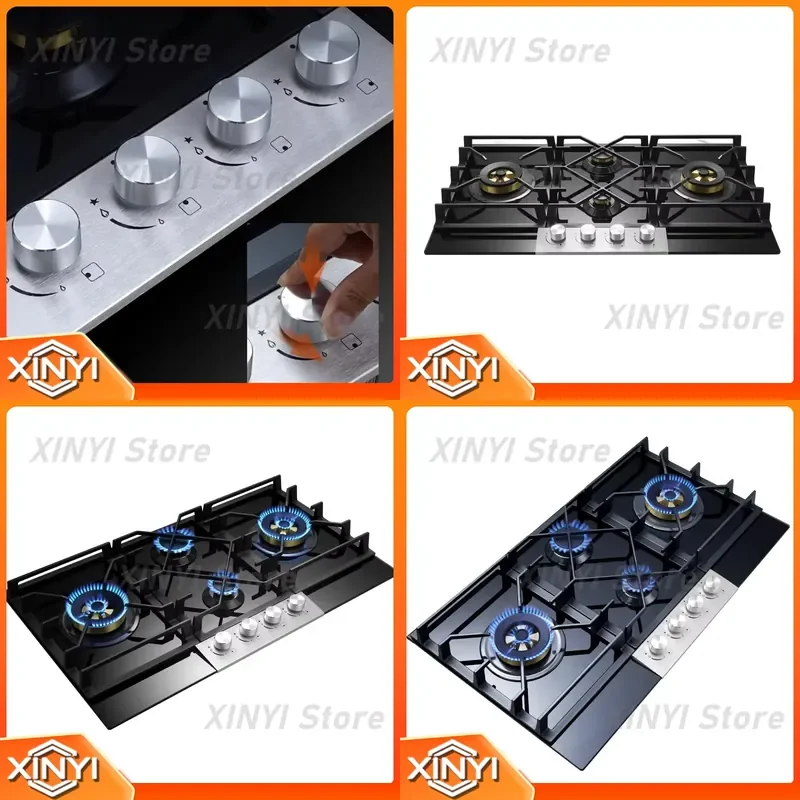 for G924P Four Eye Gas Stove Double Burner Household Embedded Cooktop LPG Natural Gas 5KW 1.6KW