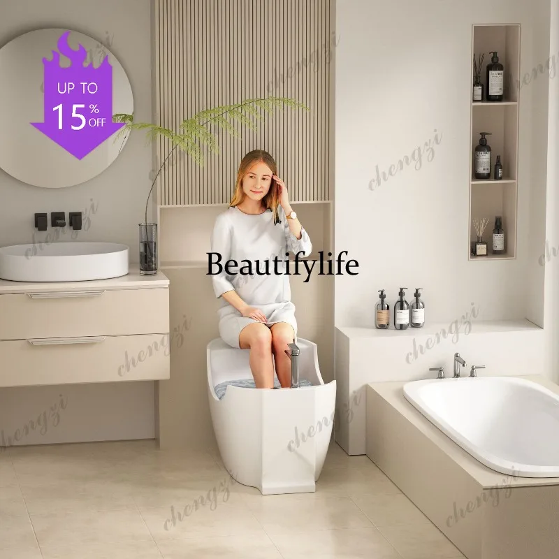 03 Floor-to-ceiling ceramic foot wash basin household bathroom bath basin integrated pool balcony high temperature bath basin