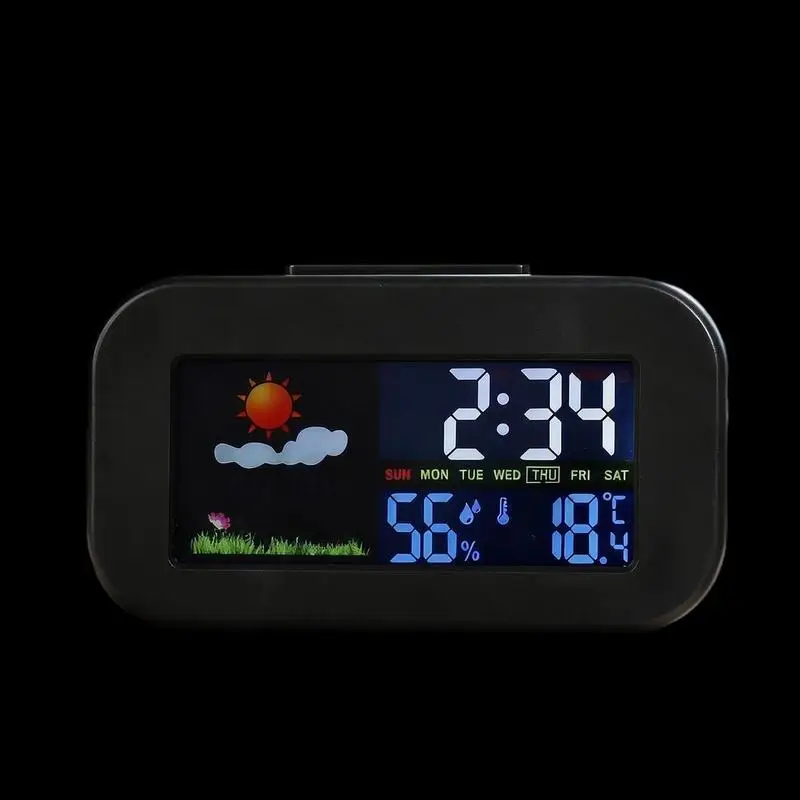 Intelligent Weather Station Clock With Color Display Temp Humidity Monitor Backlit For Kids Teens Bedroom/Dorm Desk