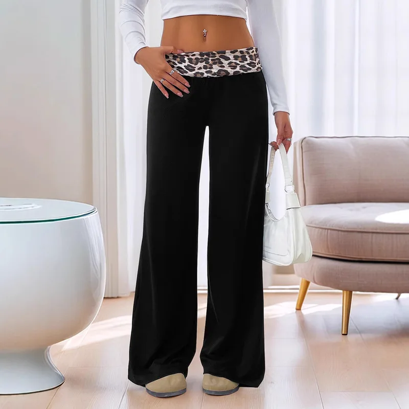 2026 spring summer and autumn new fashion women's leopard patchwork yoga pants slim fit and figure flattering