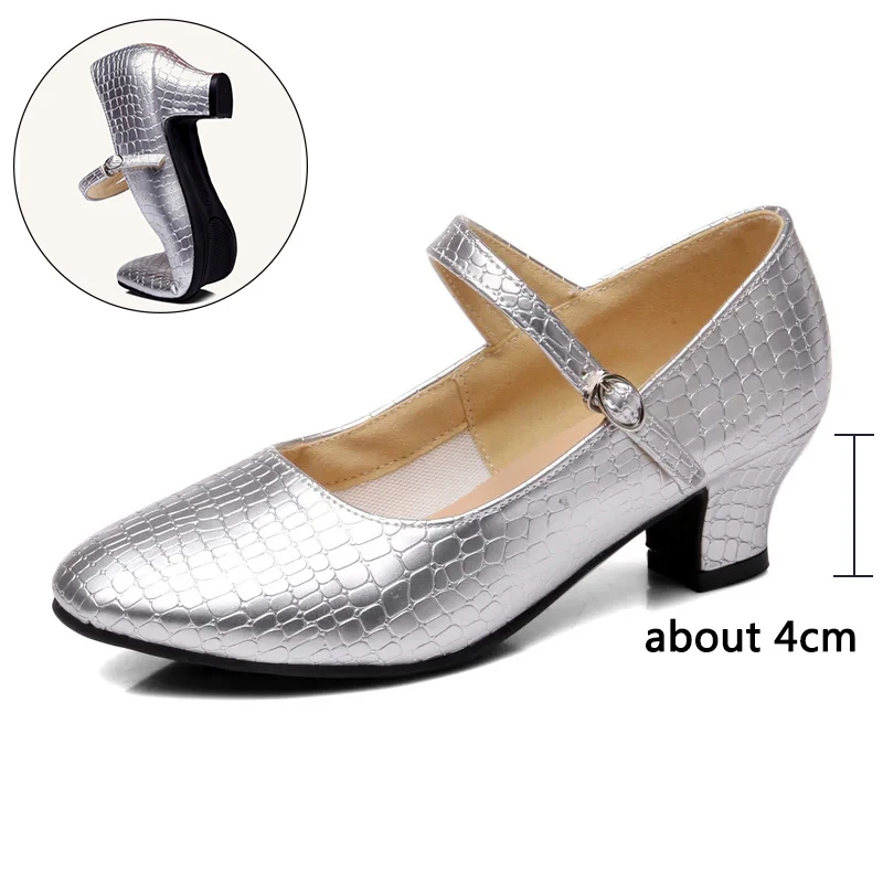 Latin Dance Shoes Women Medium Heels 4cm Modern Salsa Ballroom Dancing Shoes Soft Sole Woman's Tango Standard Dance Shoes