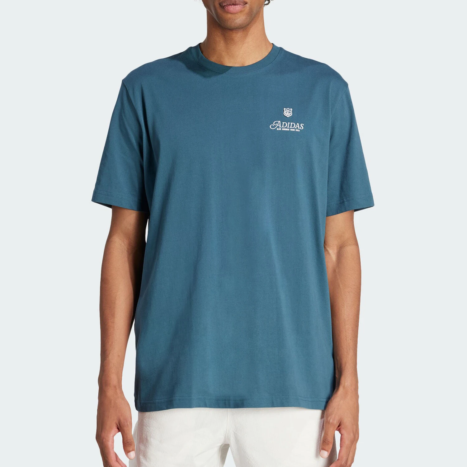 تي شيرت Adidas Originals رجالي بسيط كاجوال برقبة دائرية وأكمام قصيرة IS0225