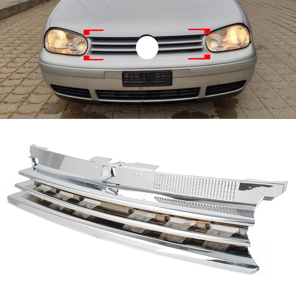 Chrome Car Front Bumper Hood Grille Grill Accessories For VW Golf GTI R32 MK4 1999 2000 2001 2002 2003 2004 2005 2006