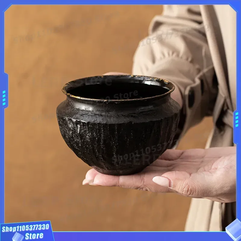 Vintage Handmade Copper Jianshui Tea Waste Water Pot Small Residue Tank for Kung Fu Tea Set Household Pen Wash Table Ornament
