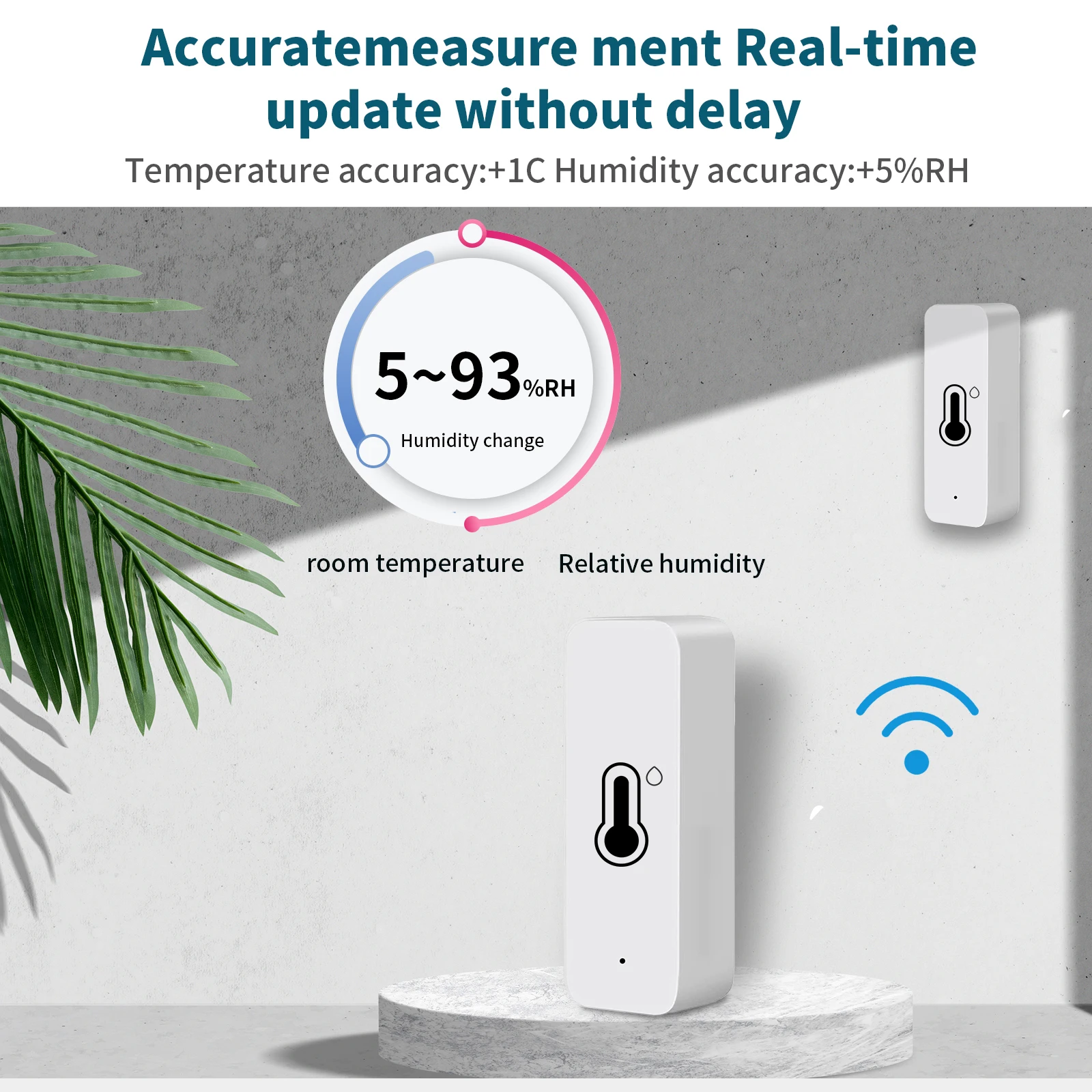 WiFi-vochtigheidstemperatuurmonitor Slimme hygrometerthermometer voor monitor op afstand en waarschuwing Werkt met Alexa Google Home