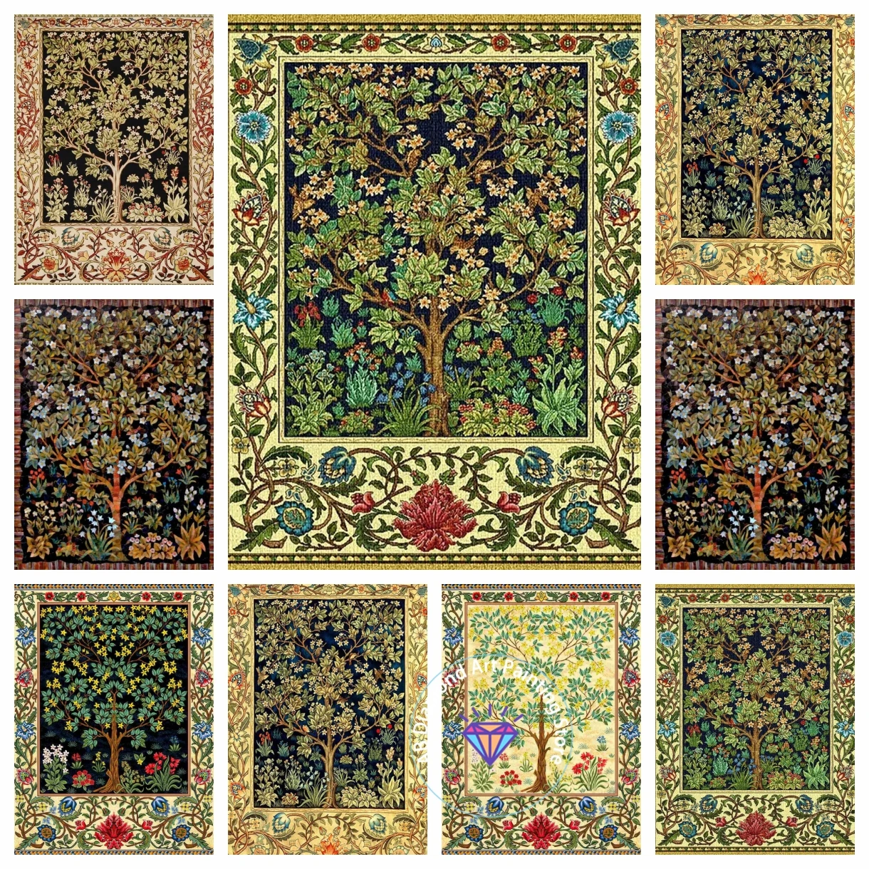 

Tree Of Life Art 5D AB Diamond Painting Kit William Morris Landscape DIY Embroidery Jewelry Mosaic Cross Stitch Kits Home Decor