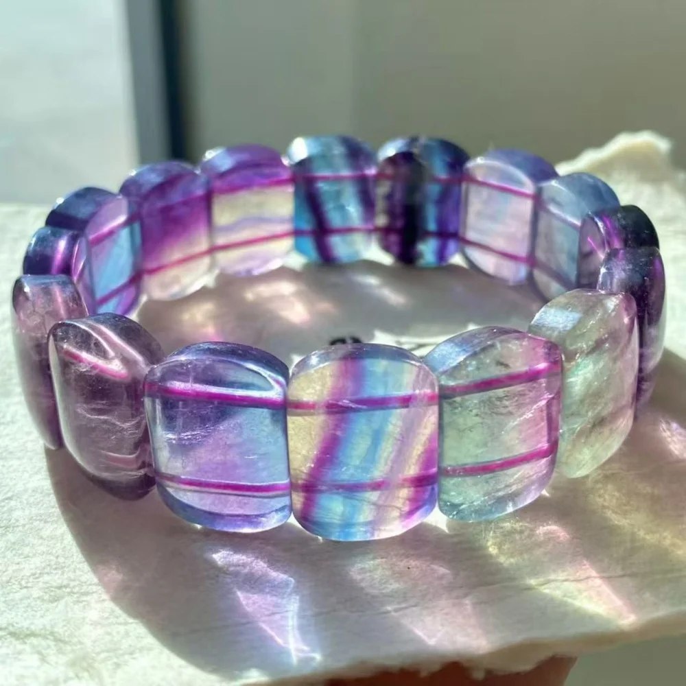 

Случайные 1 шт., натуральные красочные браслеты из радужного флюорита, ручные исцеляющие кристаллы, украшение для дома, Рейки, энергия, счастливый подарок