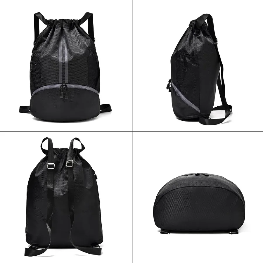 Waterproof drawstring gym bag for men and women with dedicated shoe compartment ideal for sports swimming and travel durable an