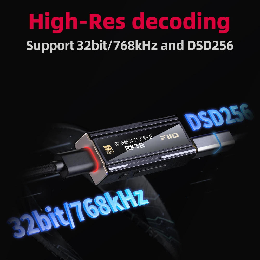 FiiO JadeAudio KA5 Hi-Res Audio Portable USB DAC Headphone Amplifier AMP Dual CS43198 Type-C to 3.5+4.4mm Cable DSD256