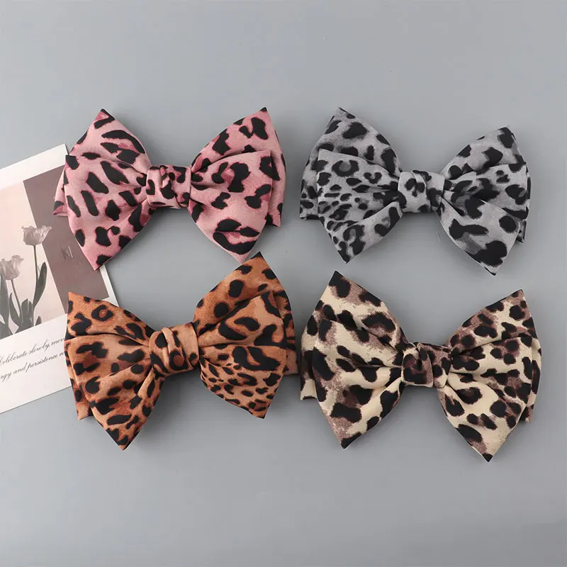 

Fashion leopard bow hair clip cloth hair accessory Korean style headwear Butterfly Hairpins Barrettes for Women