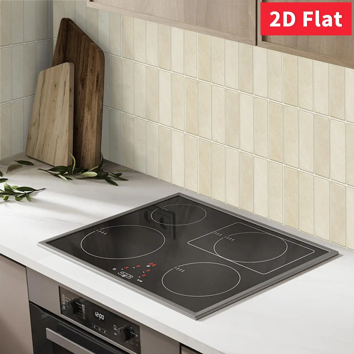 2D Flat Self‑Adhesive Wall Tile Sticker 11.81×5.91in, Easy Peel‑and‑Stick Decal for Kitchen Backsplash Room Decoration