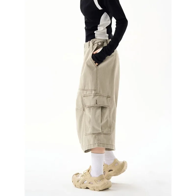 Deeptown-pantalones Cargo Vintage Y2k para mujer, pantalón corto holgado de gran tamaño, estilo Harajuku, moda urbana coreana