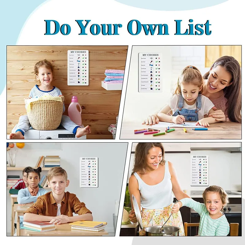 Placa de planejamento de gráfico de tarefas reutilizável portátil placa de lista de verificação de memorando para crianças destacável plástico