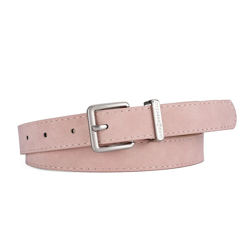 Suede Leather Pu Women\'s Belt Fashionable Casual All-match Jeans Accessories Girdle Gothic Retro Silver Pin Buckle Waistband