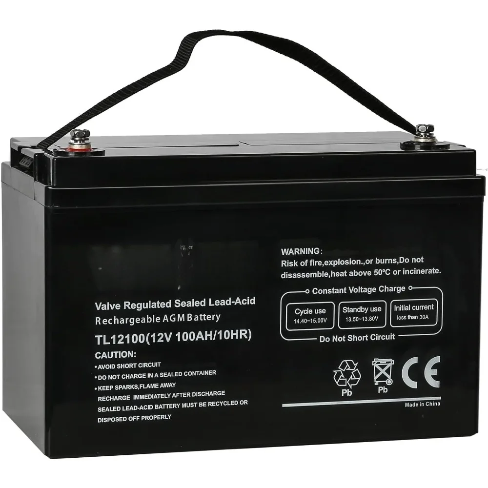 딥 사이클 12볼트 100Ah 배터리, 무보수, 3% 자가 방전율, 최대 방전 전류 1150A, RV에 적합