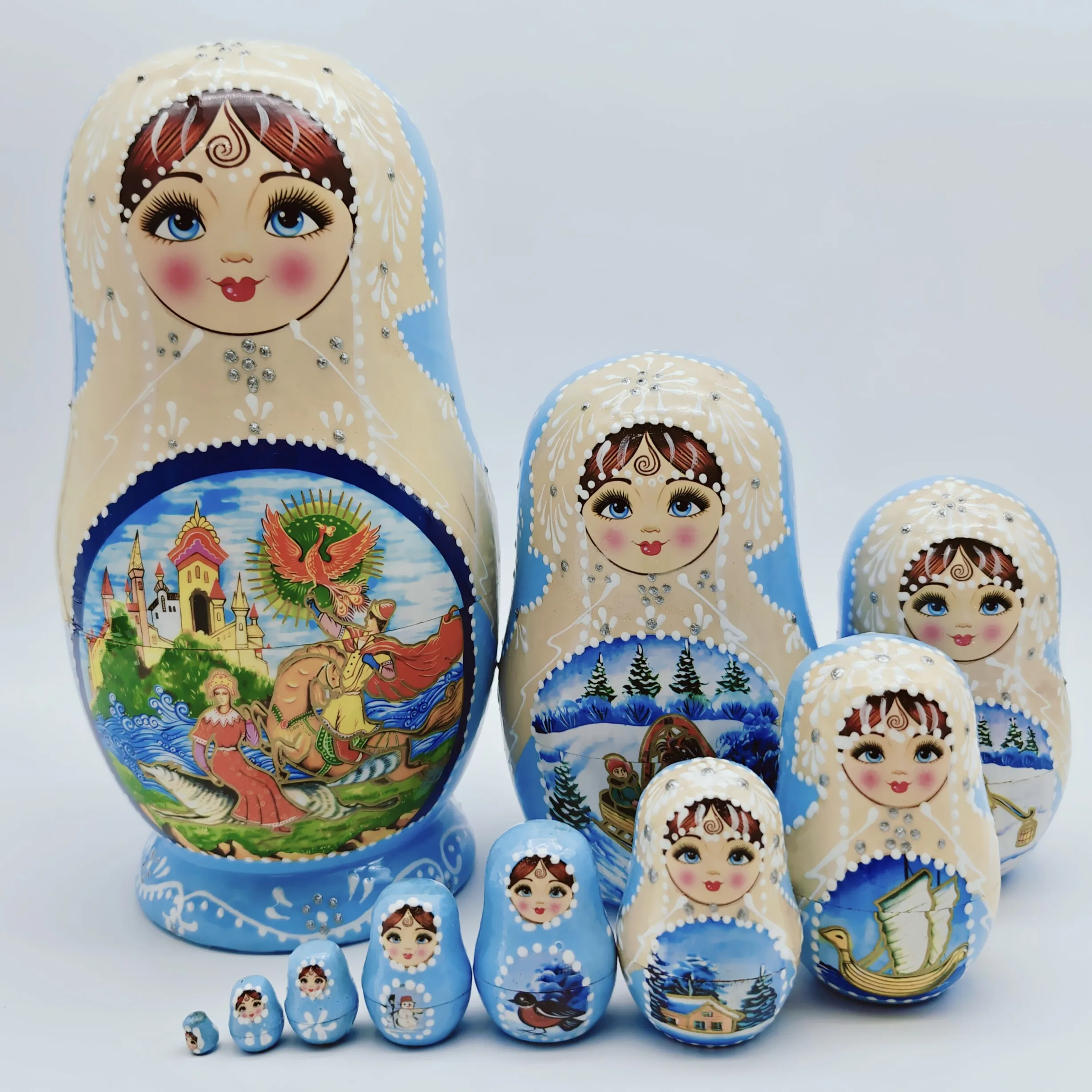 Matryoshka doll 10 layers of lacquer air-dried linden wood Harbin Manzhouli travel souvenirs holiday gift ornament