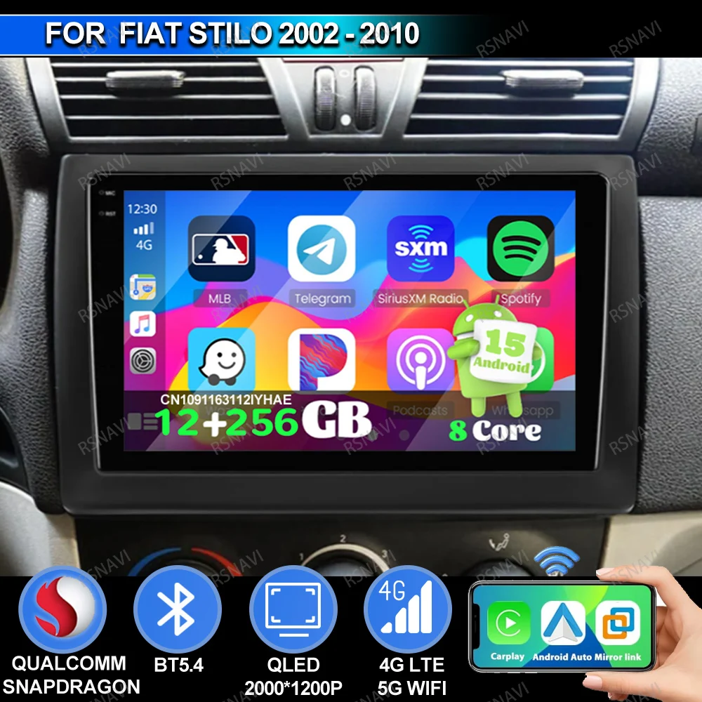 Car Radio Android 15 For  Fiat Stilo 2002 2003 2004 2005 2006 2007 2008 2009 2010 BT Navigation Golf 4 Opel Astra H Passat B8