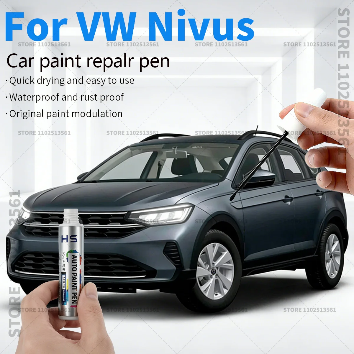 For Volkswagen Nivus Car Paint Repair Pen Paint Scratch Repair Accessories Candy White Blue Platium Grey Ninja Black Sunset Red