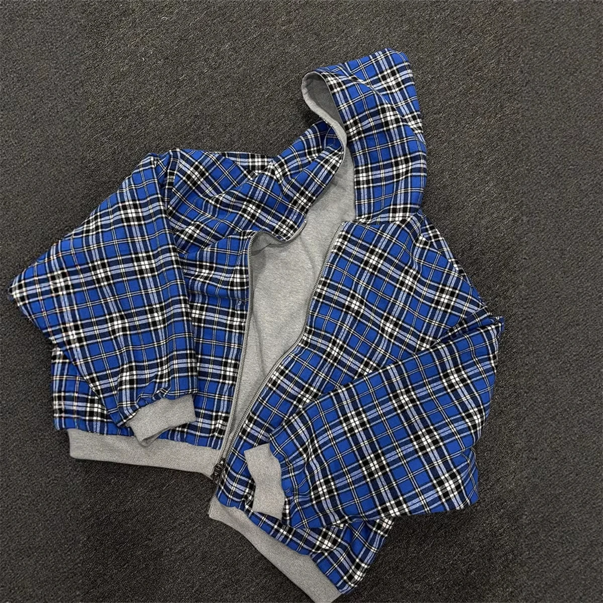 Koreanische Mode Einfache Grau Doppelseitige Übergroßen Zipper Hoodie frauen Y2K Neue Harajuku Gothic Casual Joker Paar Straße tragen