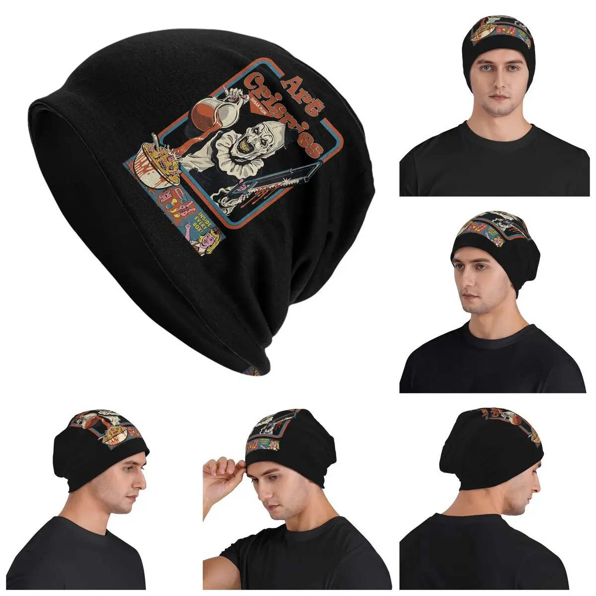 

Crispies Terrifier Warm Knitted Cap Fashion Bonnet Hat Autumn Winter Outdoor Beanies Hats for Unisex Adult