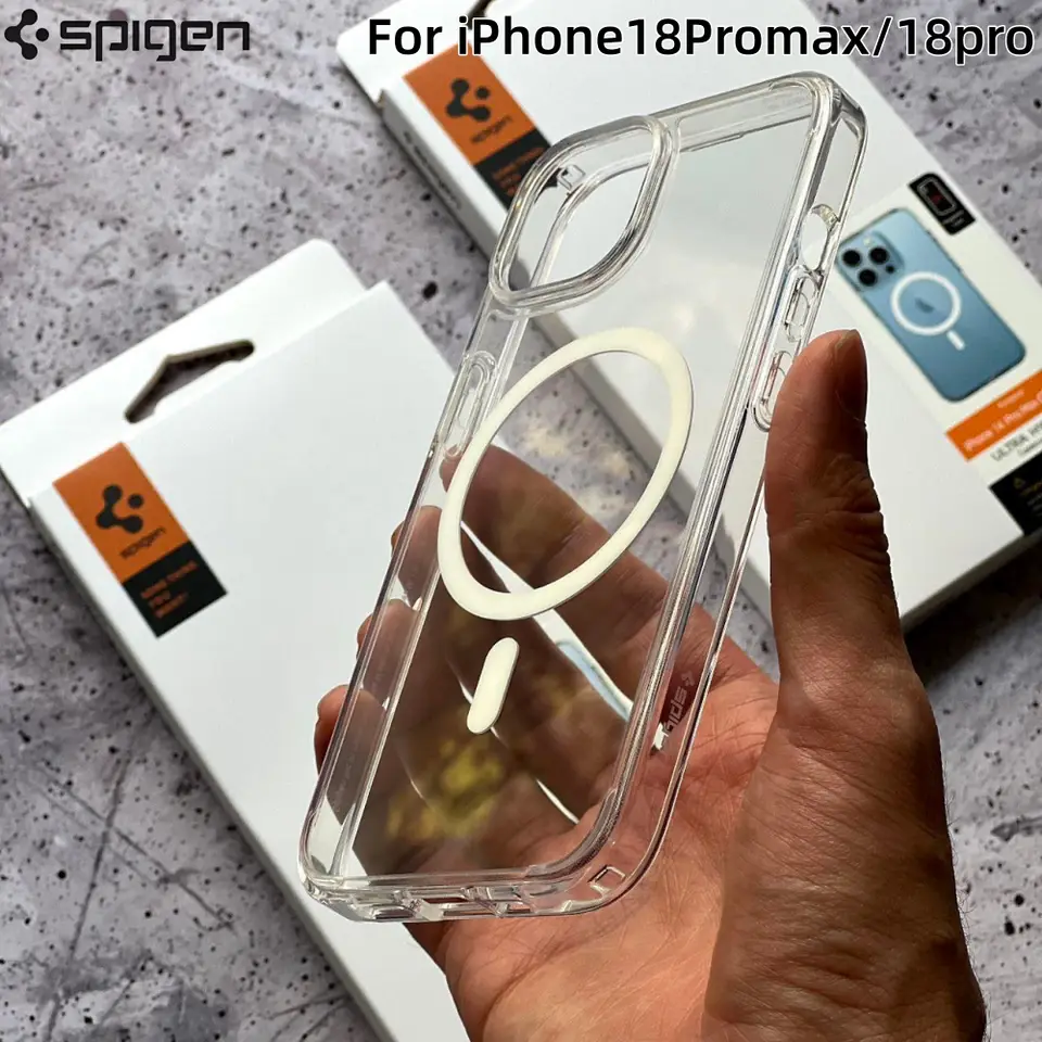 غطاء مغناطيسي شفاف Spigen لماجسيف ألترا هايبرد أكريليك لآيفون 18 16 15 14 13 12 17 برو ماكس 18Pro - 5