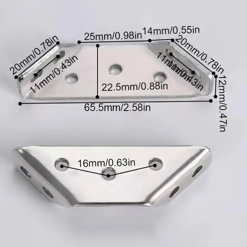 Attelle d'angle en acier inoxydable, angle droit pour étagère, bois, meubles, étagères, 10 pièces