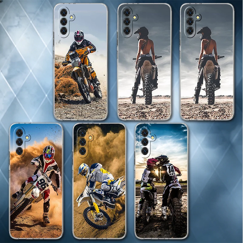 Motocross Motorcycle Dirt Bikes Soft Phone Case For Samsung A57 A17 A56 A16 A55 A15 A54 A14 A53 A13 A52 A12 A37 A36 A35 A34 A33