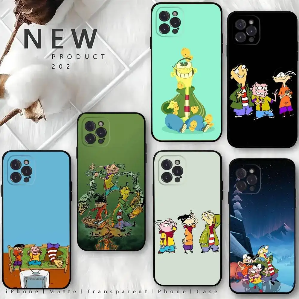 

Cartoon Ed Edd N E-Eddy Phone Case For iPhone 16,15,14,13,12 Mini 11 Pro XR,X,XS,MAX 7,8 Plus Silicone Cover Soft Black