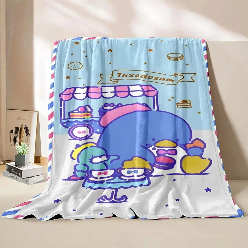 Sanrio Tuxedo Sam Cartoon Animal Flannel Fluffy Throw Camping Blanket for Children Sofa Throw Blanket Modern Fashion Gift