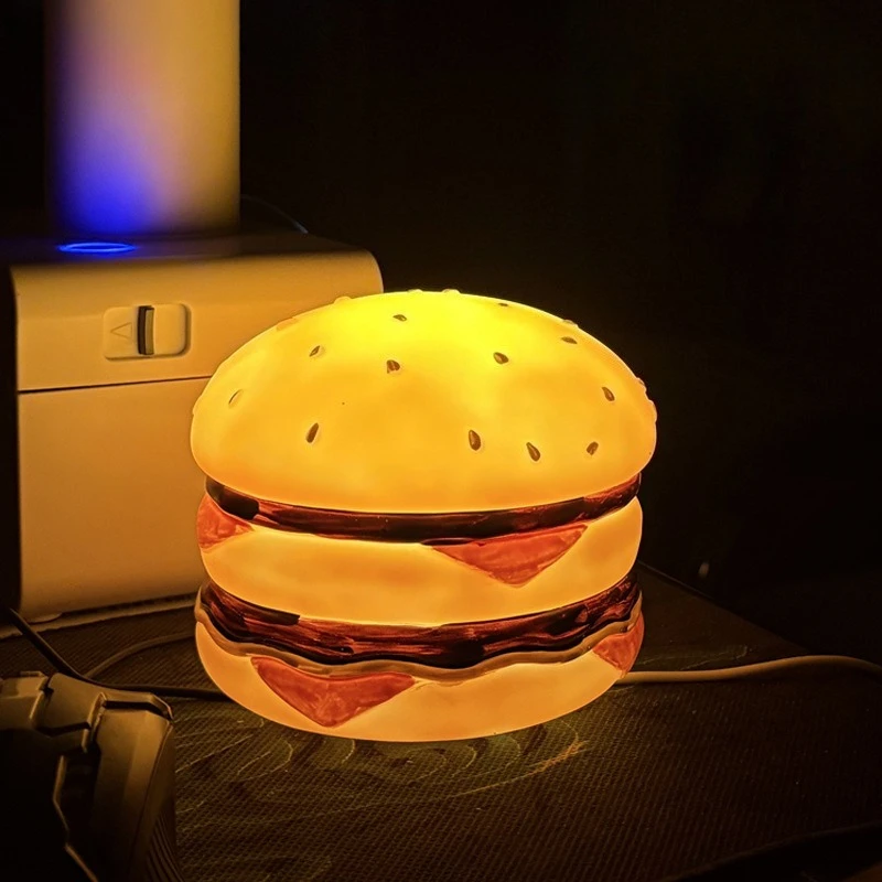 New Fun Burger Design Hand Drawn Patting Night Light Children's Sleep Atmosphere LED Night Light Festival Gift
