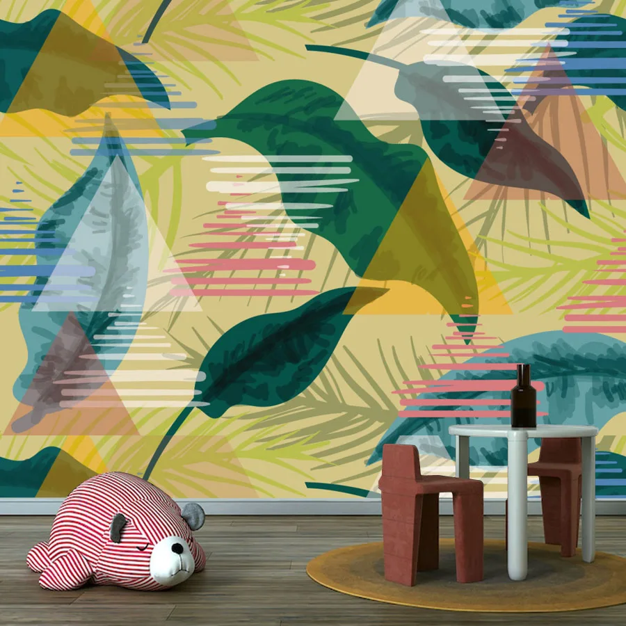 

Пользовательские обои Peel and Stick для украшения гостиной, обои, домашний декор, ремонт мебели, геометрические листы, ТВ-обои